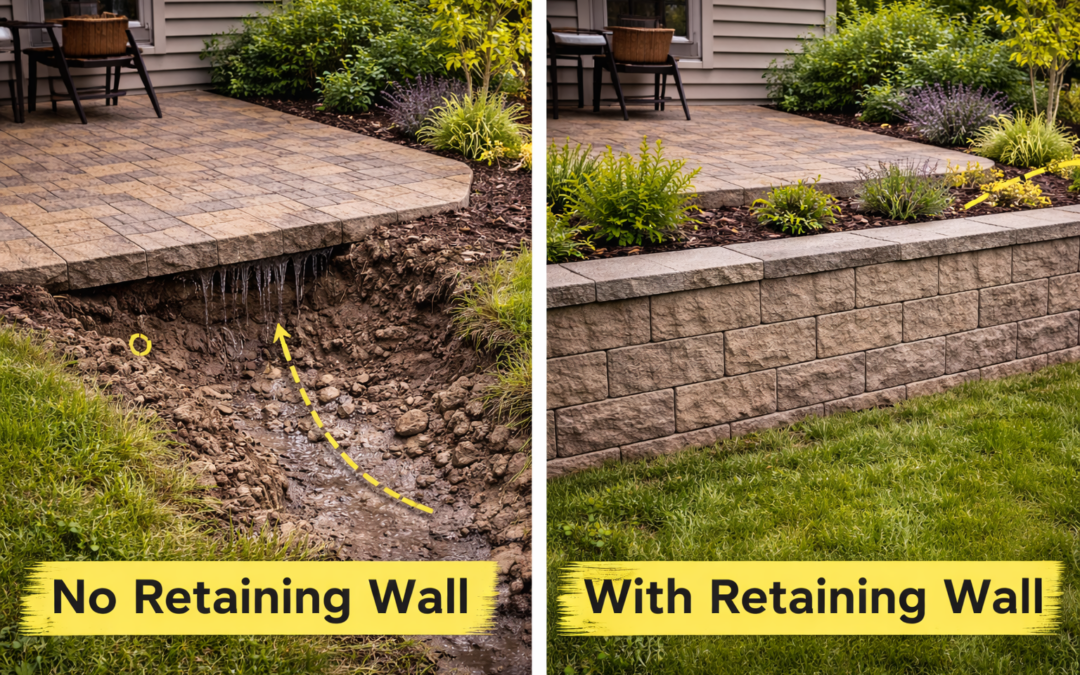 How Retaining Walls Prevent Soil Erosion around Patios.
